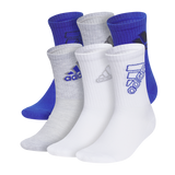 adidas Youth Cushioned Mixed 2.0 6-Pack Crew Sock-1