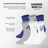 adidas Youth Cushioned Mixed 2.0 6-Pack Crew Sock-2