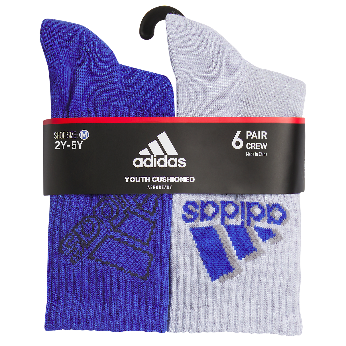 adidas Youth Cushioned Mixed 2.0 6-Pack Crew Sock-6