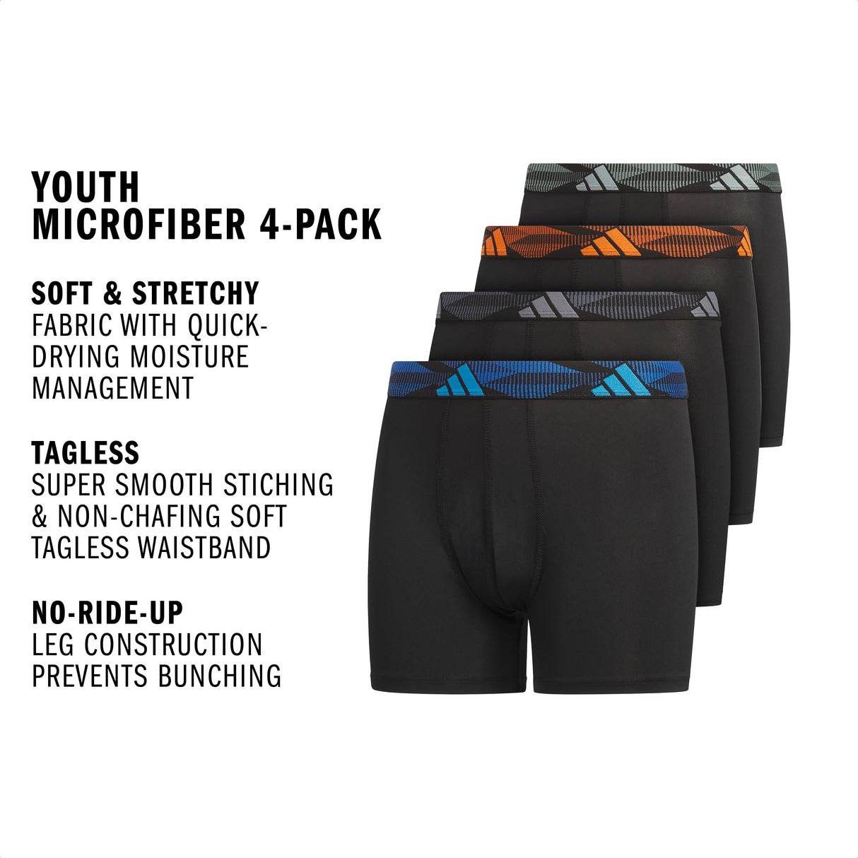 adidas Youth Microfiber 4-Pack Boxer Brief-2