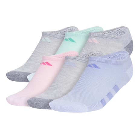 adidas Girl's Athletic Cushioned 6-Pack No Show Sock-1