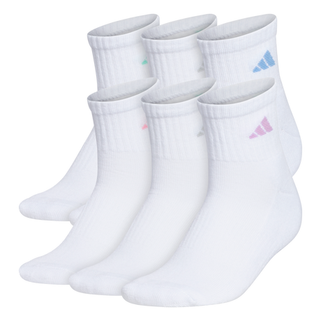 adidas Women's Athletic Cushioned 6-Pack Quarter Sock-1