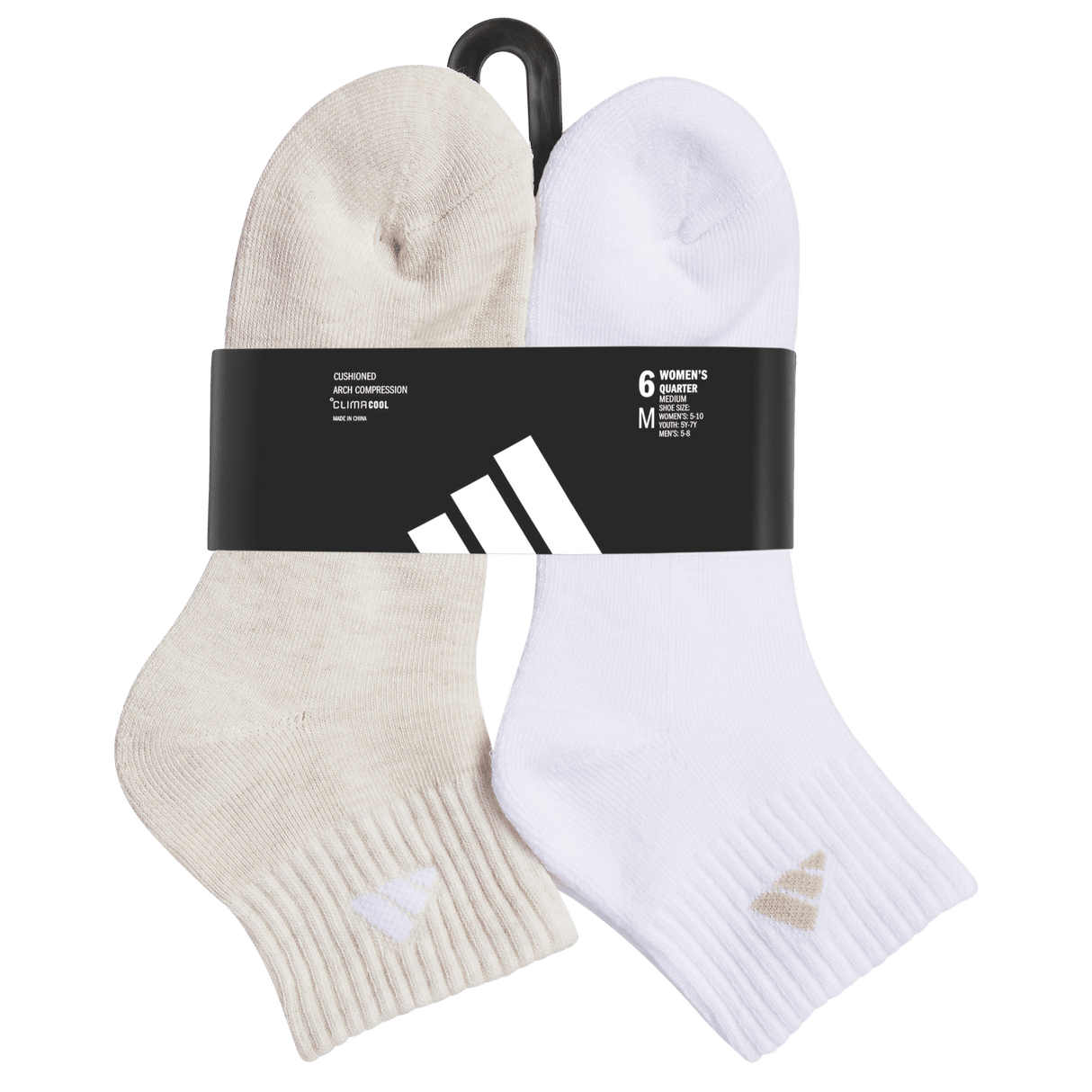 adidas Women's Athletic Cushioned 6-Pack Quarter Sock-6
