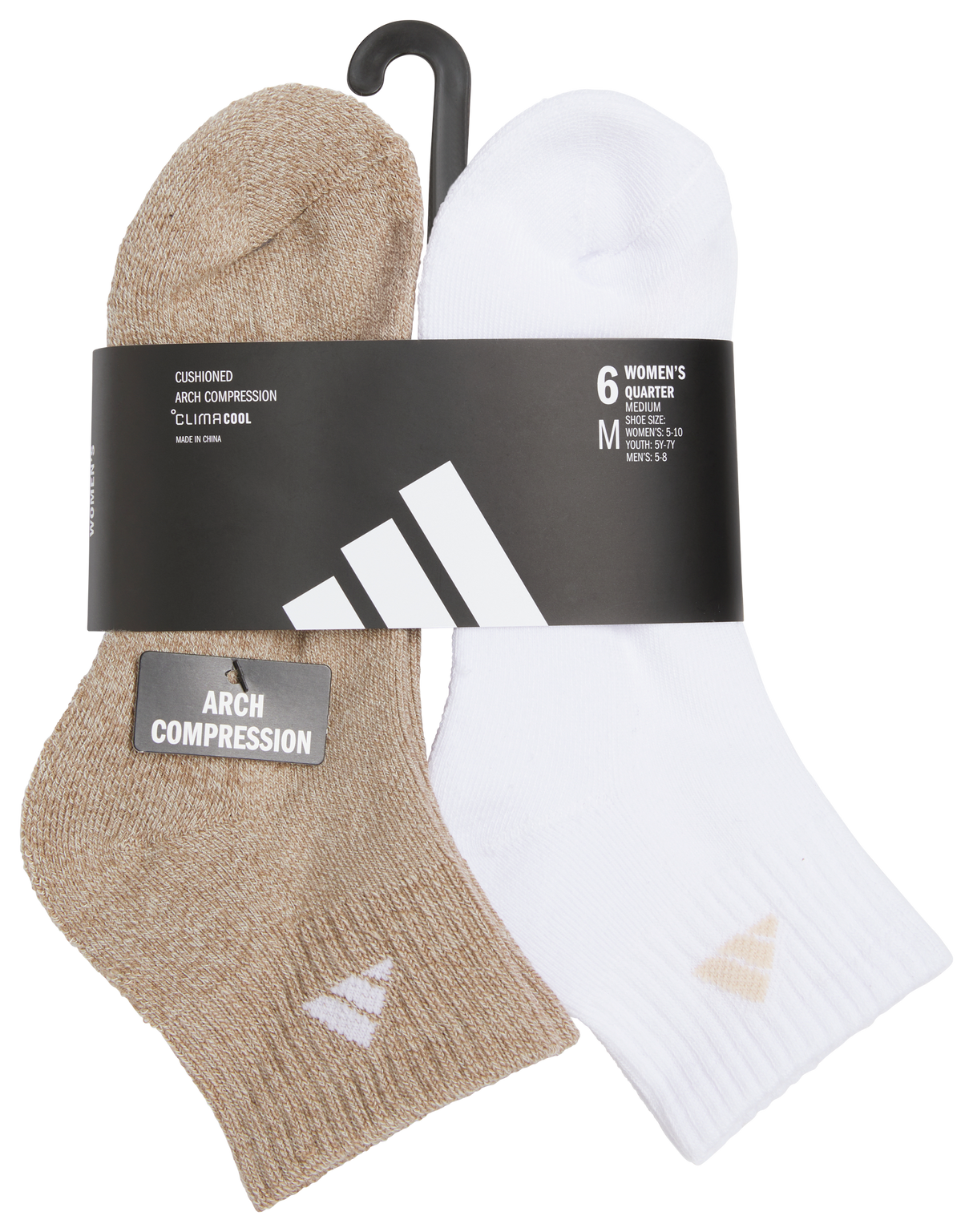 adidas Women's Athletic Cushioned 6-Pack Quarter Sock-5