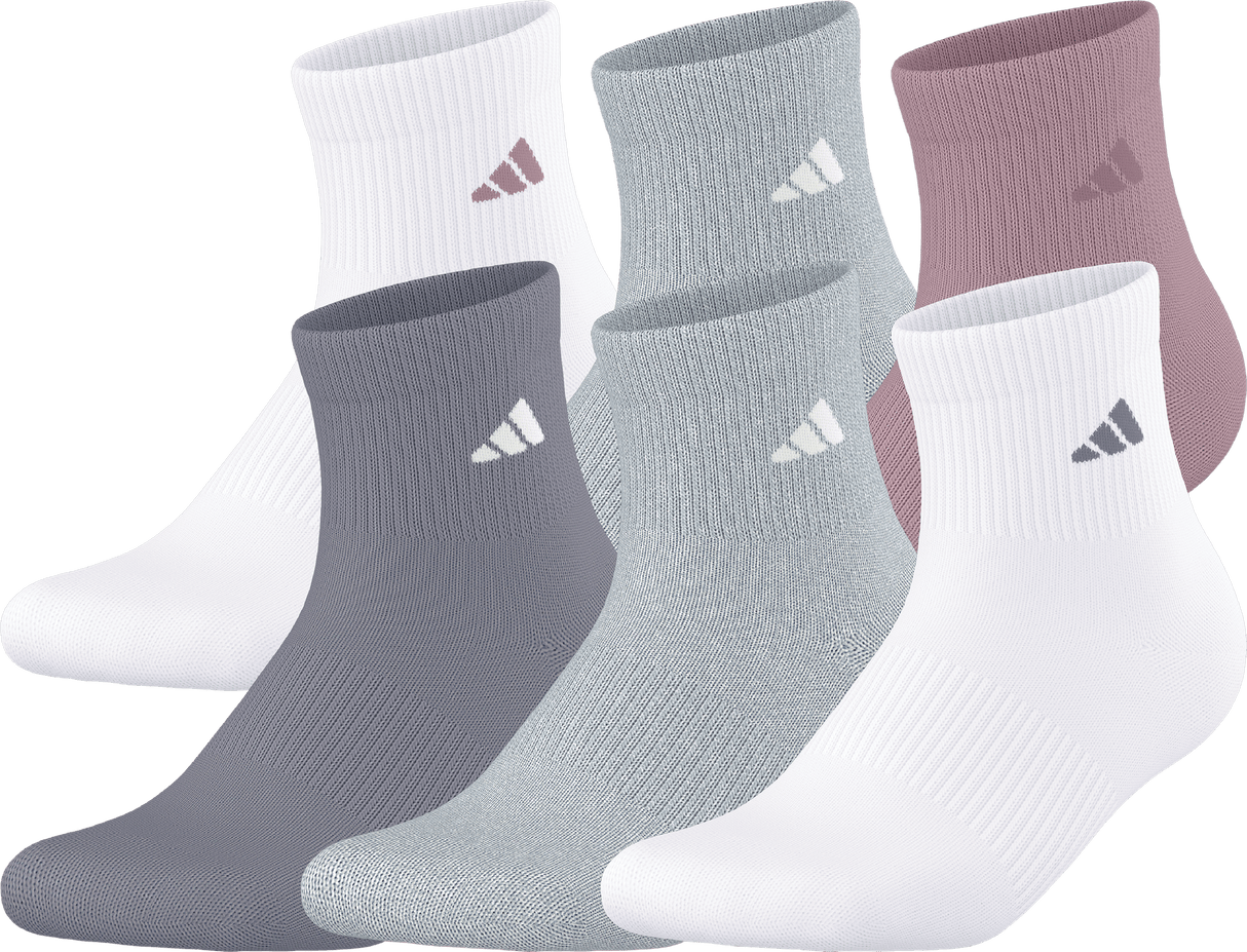 adidas Women's Athletic Cushioned 6-Pack Quarter Sock-1