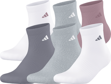adidas Women's Athletic Cushioned 6-Pack Quarter Sock-1