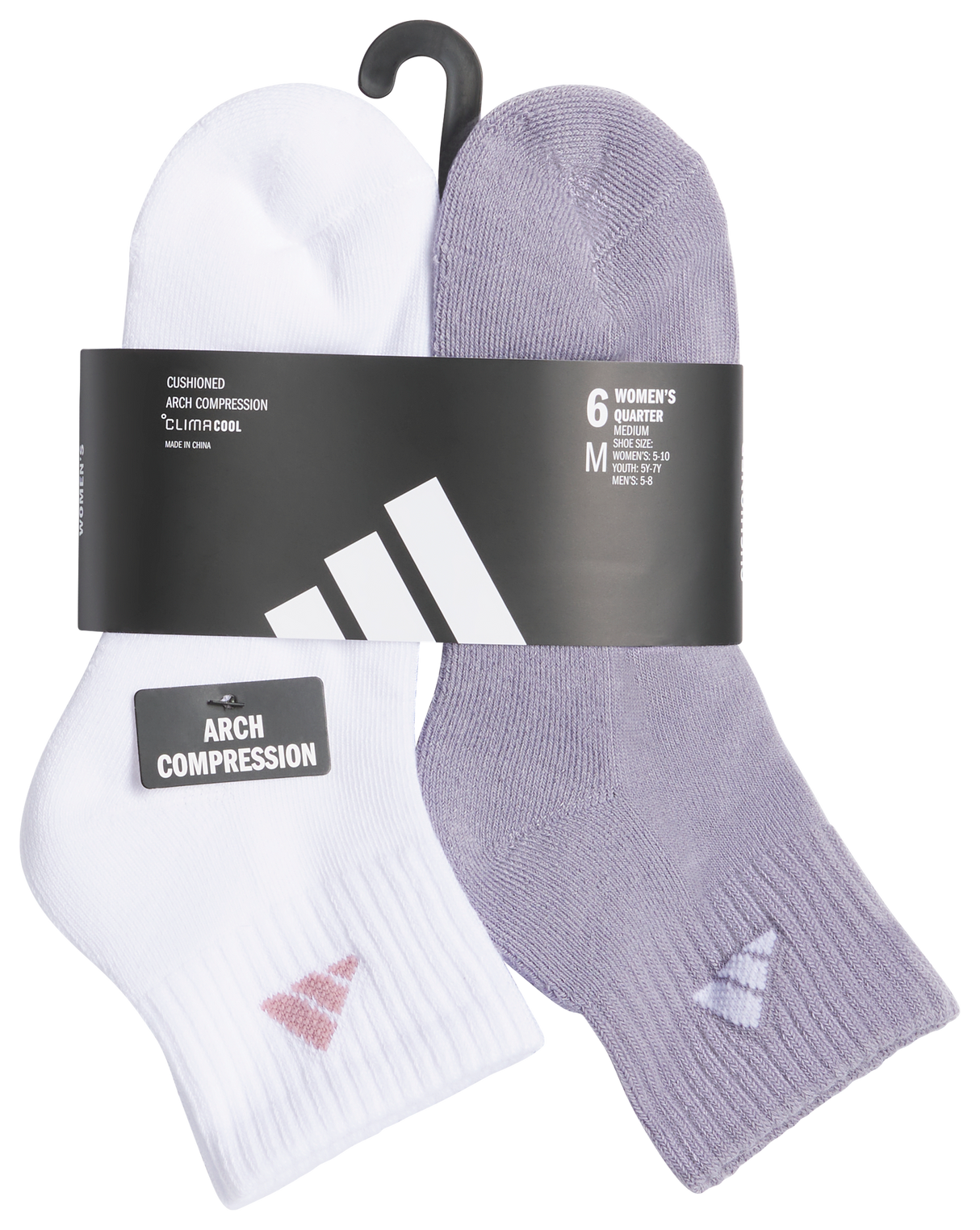 adidas Women's Athletic Cushioned 6-Pack Quarter Sock-5