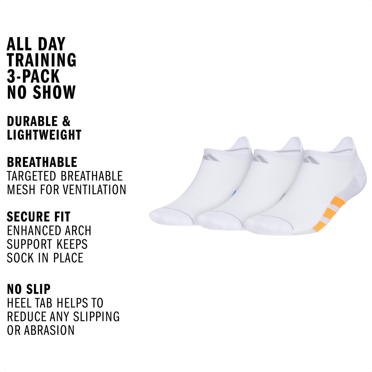 adidas Men's All Day Training 3-Pack No Show Sock-2