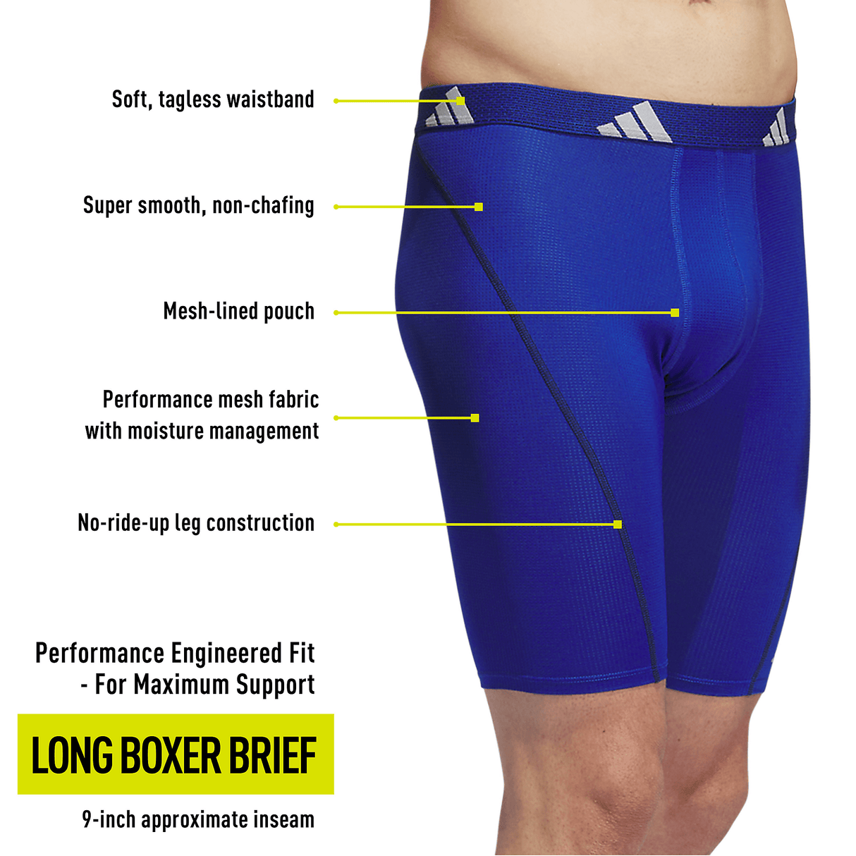 adidas Men's Performance Mesh 3-Pack Long Boxer Brief-2