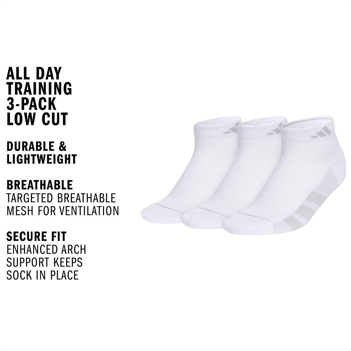 adidas Women's All Day Training 3-Pack Low Cut Sock-2