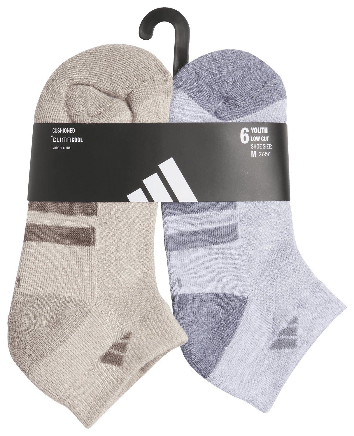 adidas Youth Athletic Cushioned 6-Pack Low Cut Sock-6