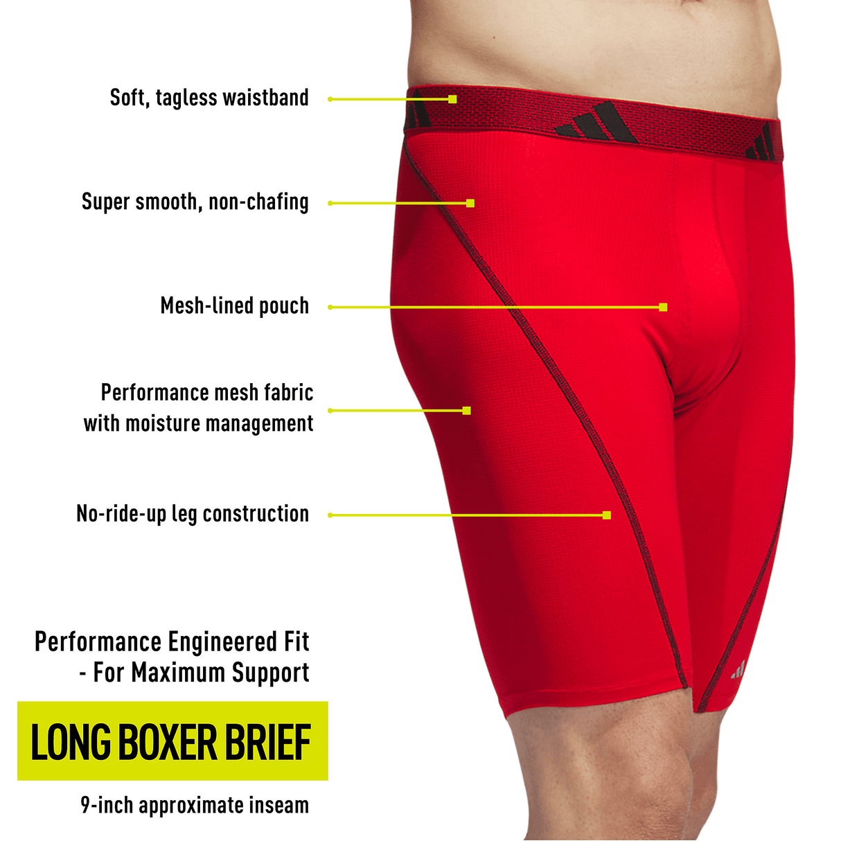 adidas Men's Performance Mesh 3-Pack Long Boxer Brief-2