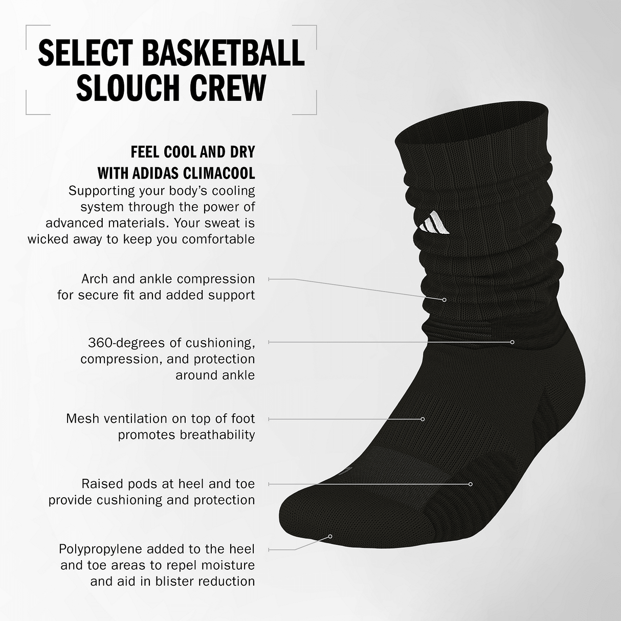 adidas Select Basketball Slouch Crew Sock-2