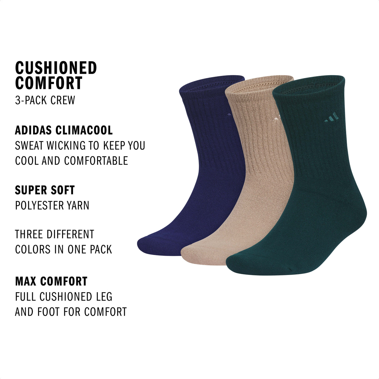 adidas Men's Cushioned Comfort 3-Pack Crew Sock-2