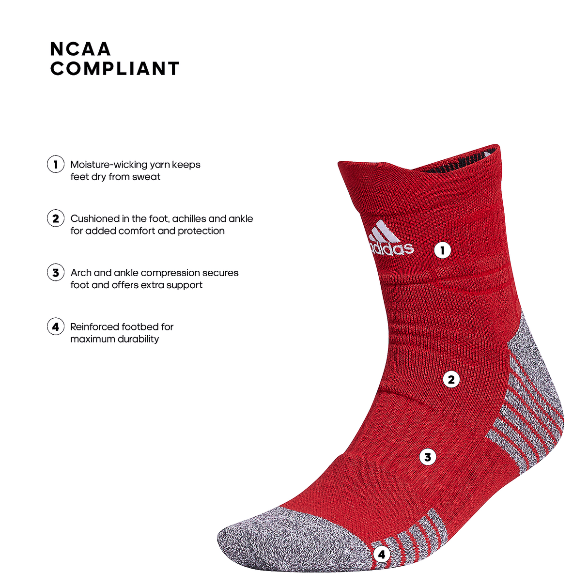 adidas 5-Star Team Cushioned High Quarter Sock-2