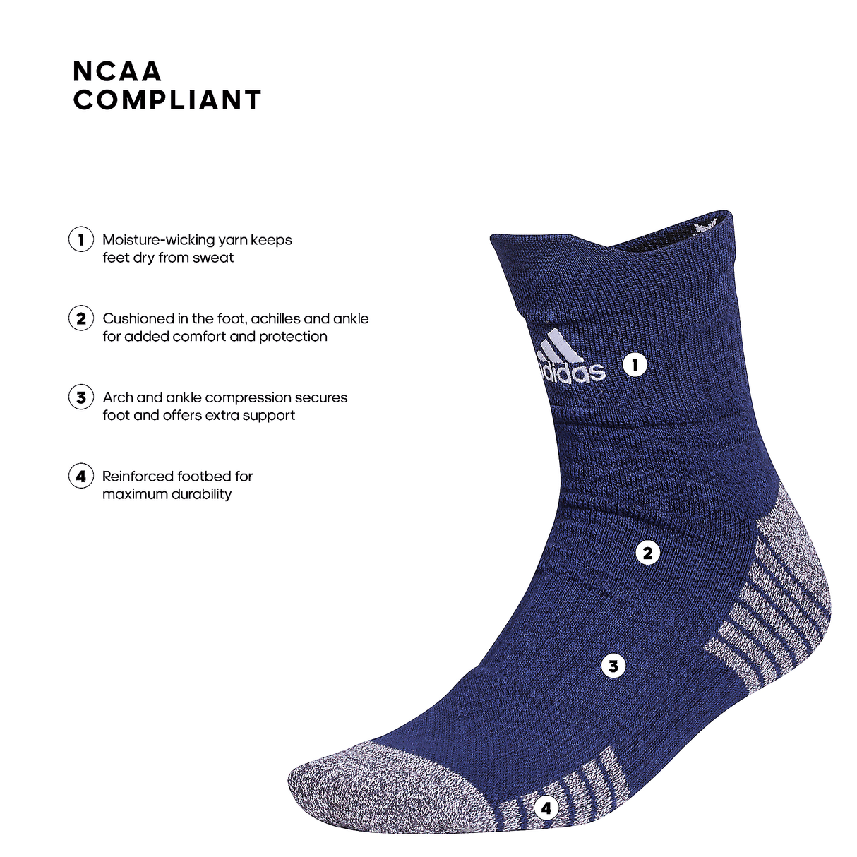 adidas 5-Star Team Cushioned High Quarter Sock-2