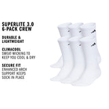 adidas Men's Superlite 3.0 6-Pack Crew Sock-2