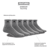 adidas Men's Athletic Cushioned 6-Pack Quarter Sock-2