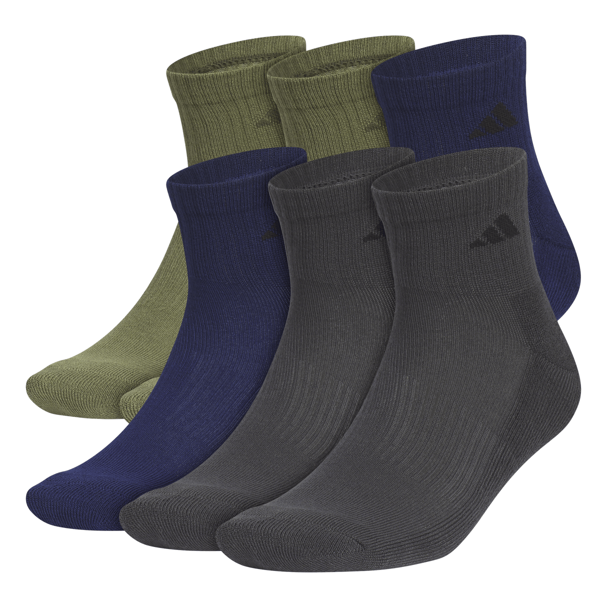 adidas Men's Athletic Cushioned 6-Pack Quarter Sock-1