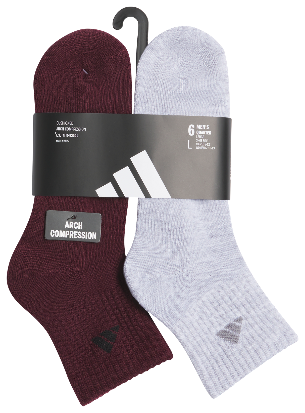 adidas Men's Athletic Cushioned 6-Pack Quarter Sock-7