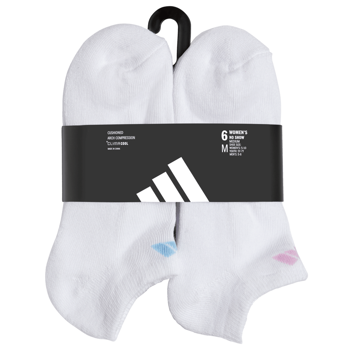 adidas Women's Athletic Cushioned 6-Pack No Show Sock-6