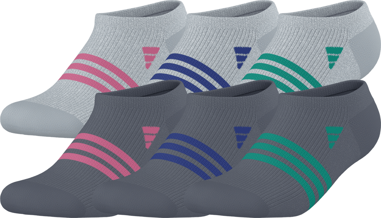 adidas Girl's Superlite 3.0 6-Pack No Show Sock-1