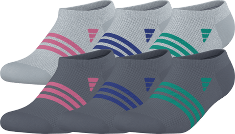 adidas Girl's Superlite 3.0 6-Pack No Show Sock-1