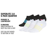 adidas Girl's Superlite 3.0 6-Pack No Show Sock-2
