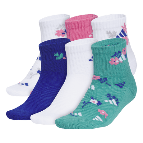 adidas Girl's Cushioned Graphic 6-Pack Quarter Sock-1