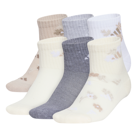 adidas Girl's Cushioned Graphic 6-Pack Quarter Sock-1