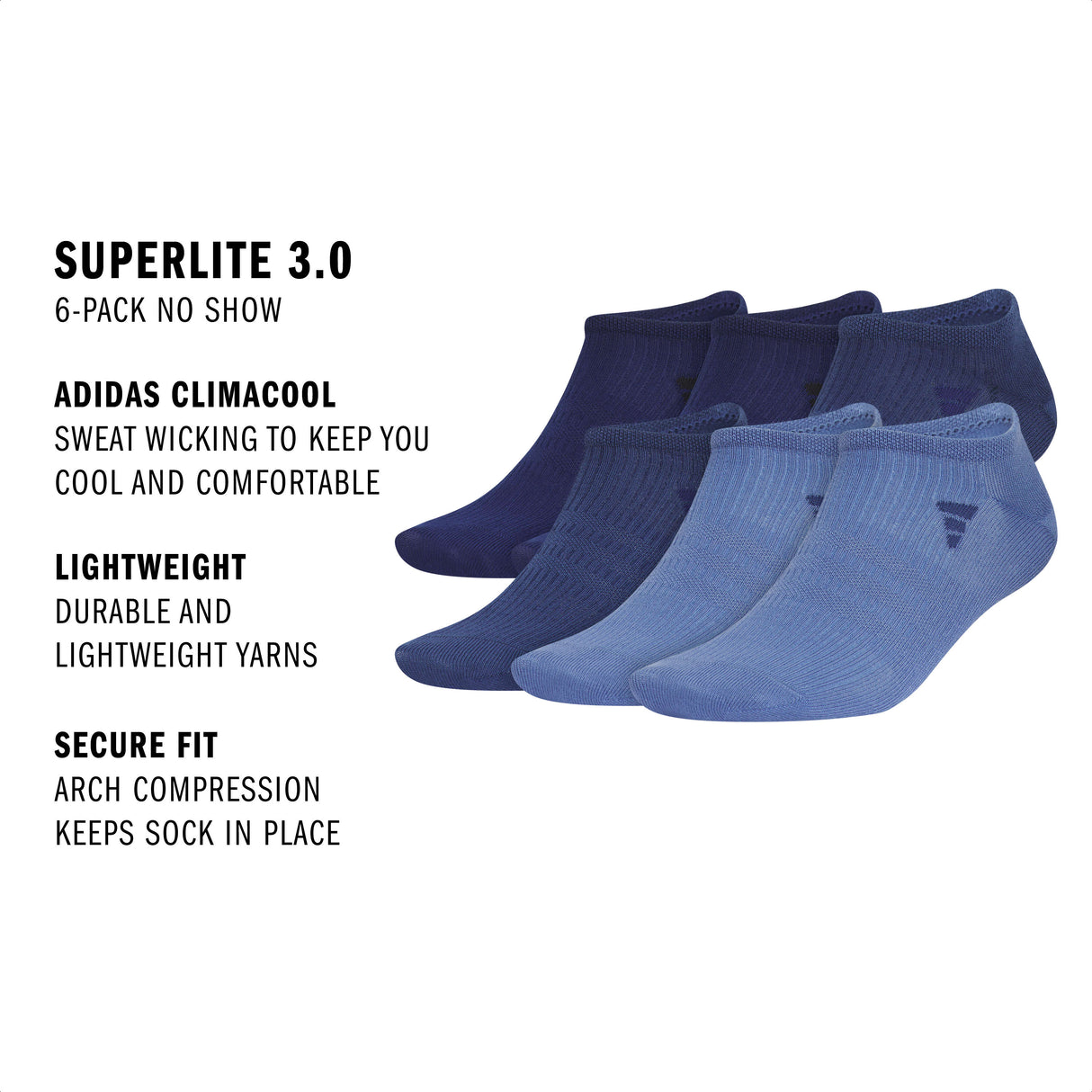 adidas Men's Superlite 3.0 6-Pack No Show Sock-2