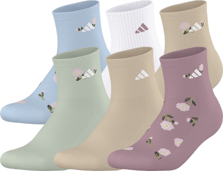 adidas Girl's Cushioned Graphic 2.0 6-Pack Quarter Sock-1