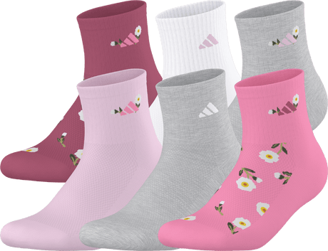 adidas Girl's Cushioned Graphic 2.0 6-Pack Quarter Sock-1