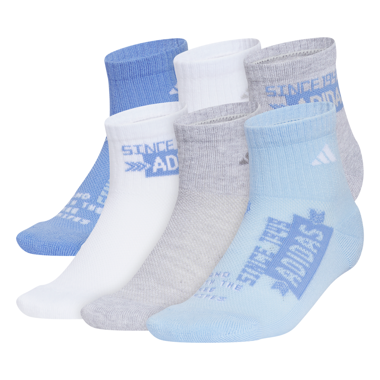 adidas Youth Cushioned Graphic 6-Pack Quarter Sock-1