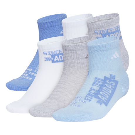 adidas Youth Cushioned Graphic 6-Pack Quarter Sock-1