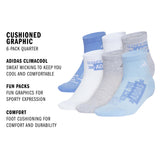 adidas Youth Cushioned Graphic 6-Pack Quarter Sock-2