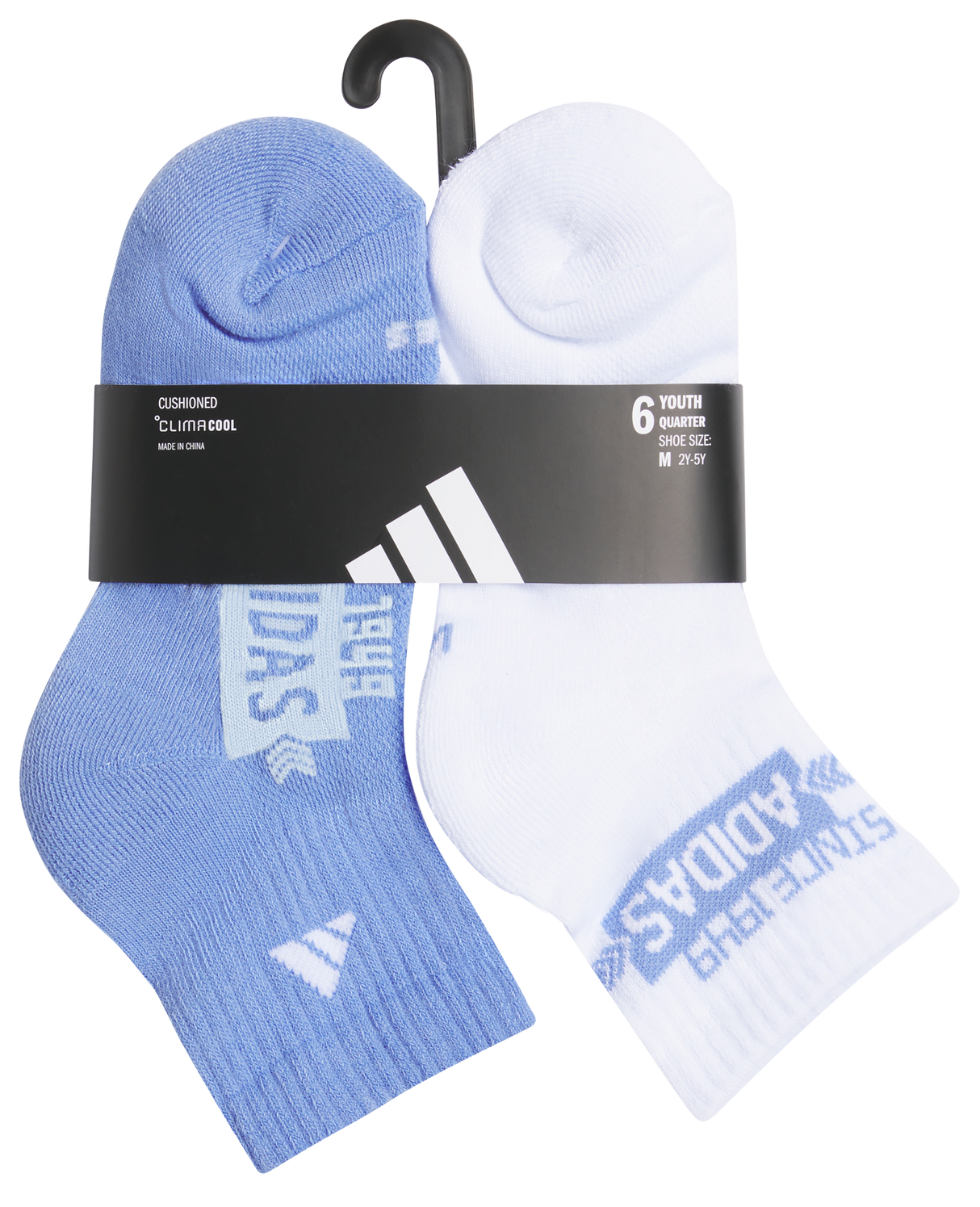 adidas Youth Cushioned Graphic 6-Pack Quarter Sock-6