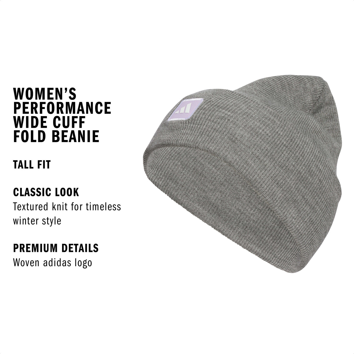 adidas Women's Performance Wide Cuff Fold Beanie-3