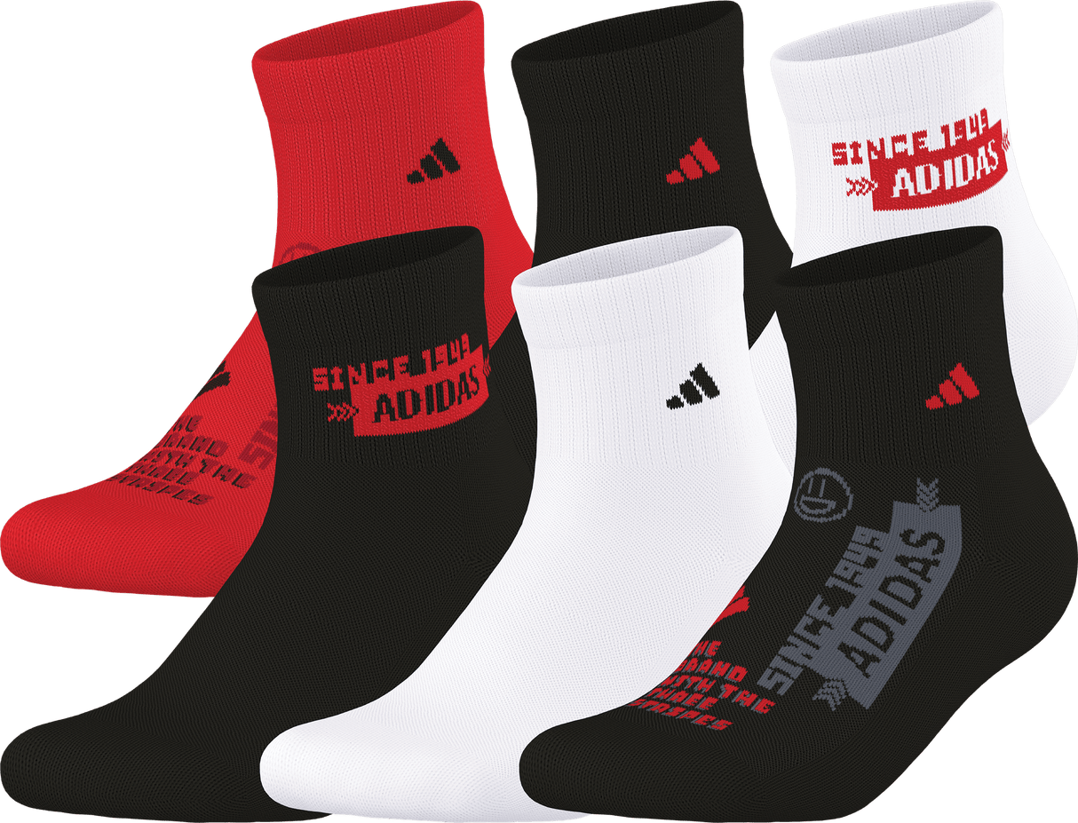 adidas Youth Cushioned Graphic 6-Pack Quarter Sock-1