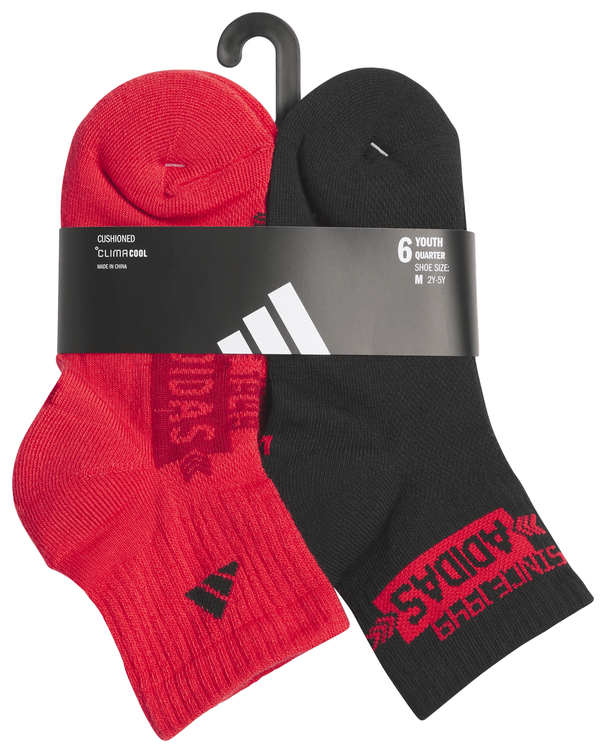 adidas Youth Cushioned Graphic 6-Pack Quarter Sock-6
