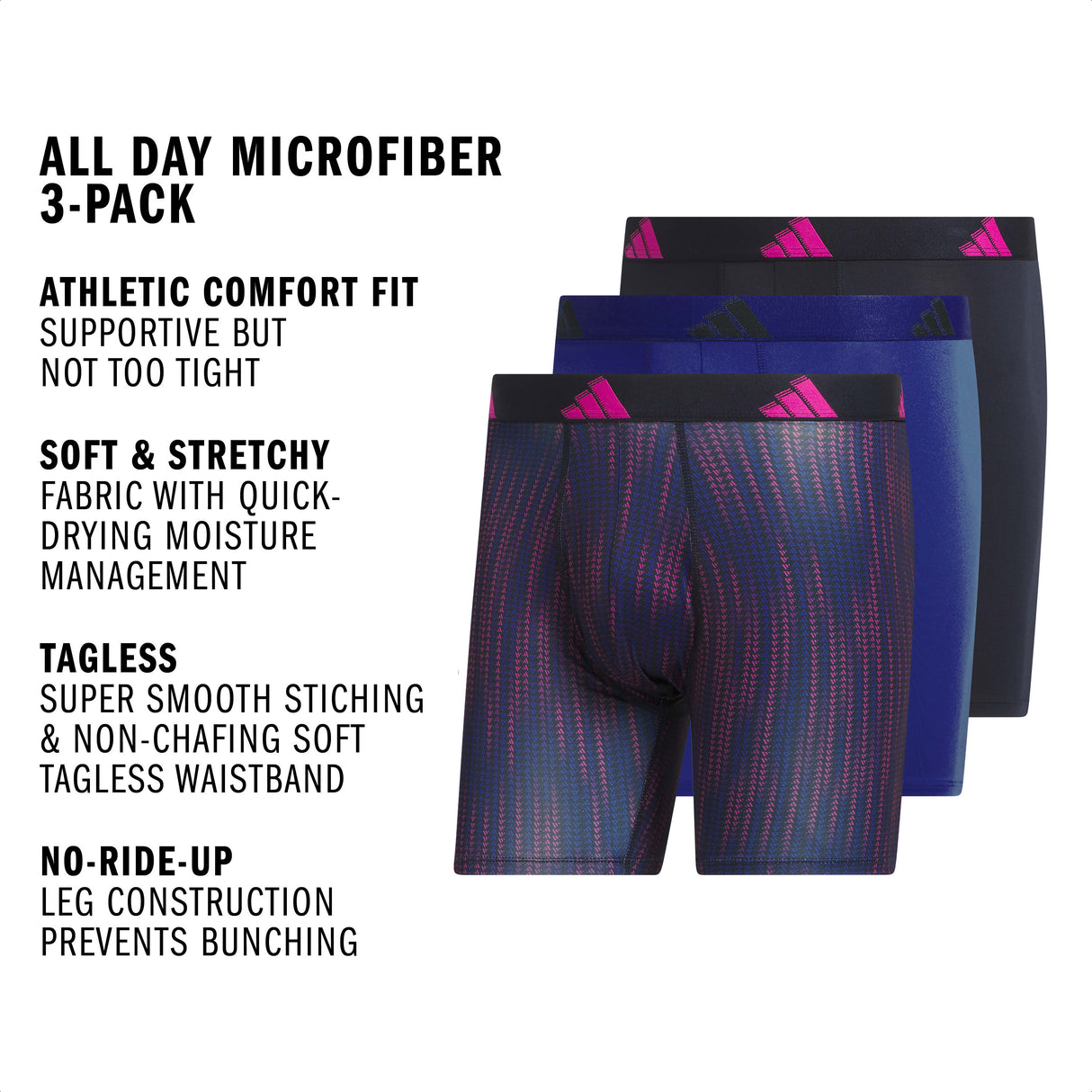 adidas Men's All Day Microfiber 3-Pack Boxer Brief-2
