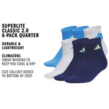 adidas Youth Superlite Classic 2.0 6-Pack Quarter Sock-2