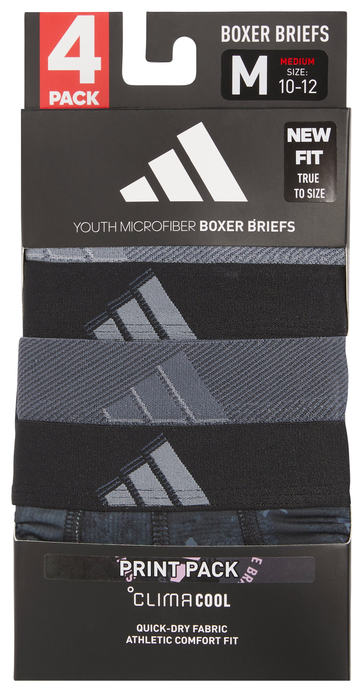 adidas Youth Microfiber Graphic 4-Pack Boxer Brief-4