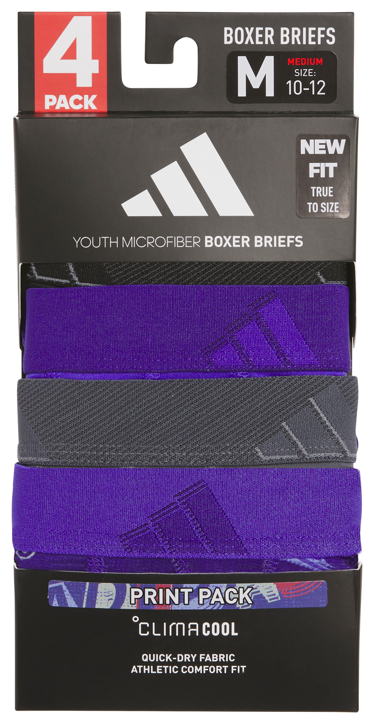 adidas Youth Microfiber Graphic 4-Pack Boxer Brief-3