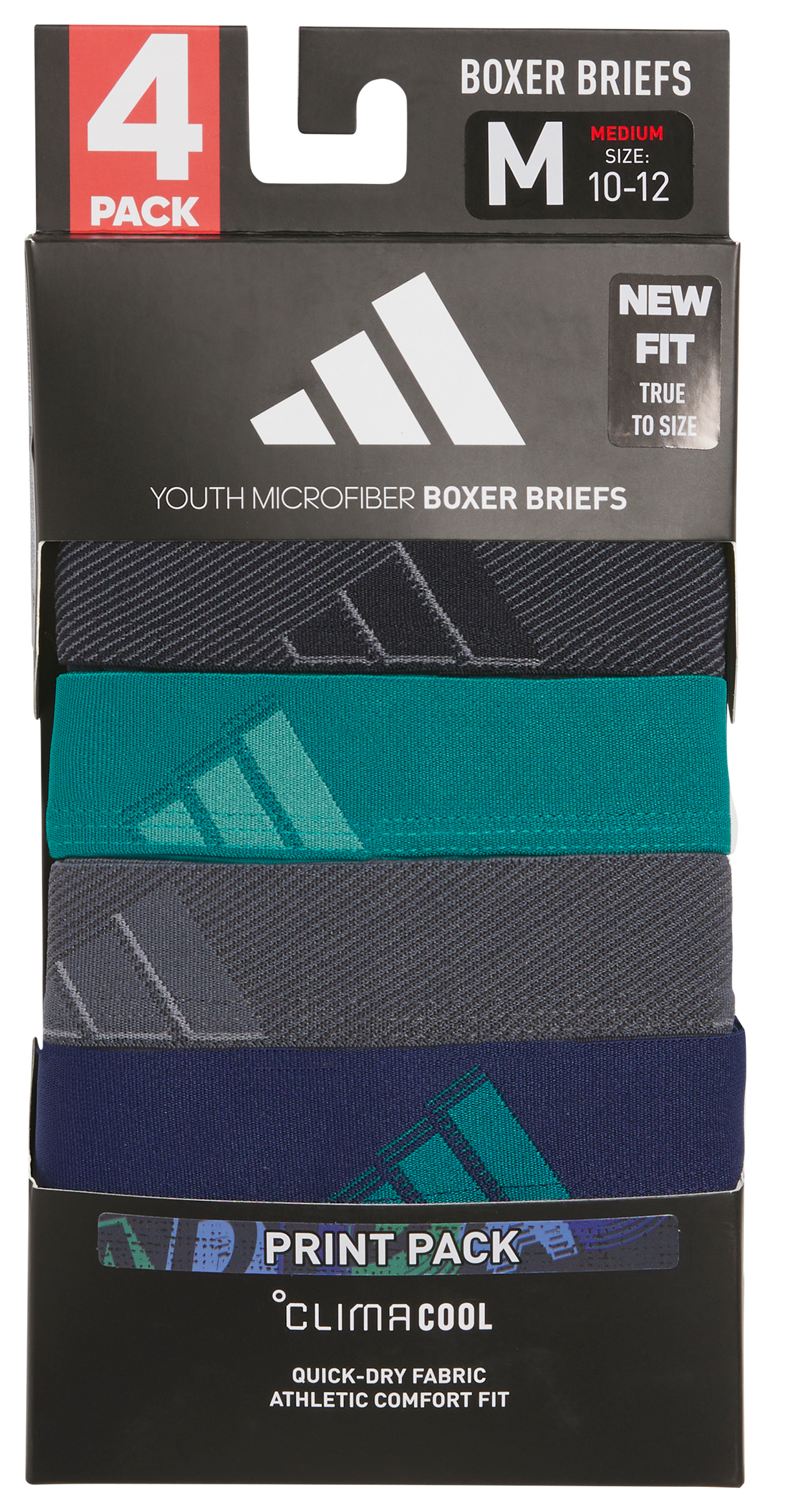 adidas Youth Microfiber Graphic 4-Pack Boxer Brief-3