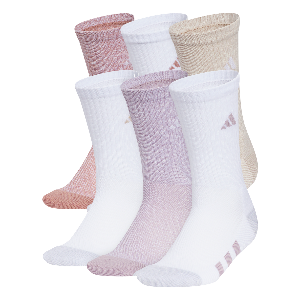 adidas Girl's Athletic Cushioned 6-Pack Crew Sock-1