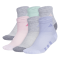 adidas Girl's Athletic Cushioned 6-Pack Quarter Sock-1