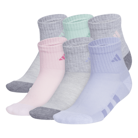 adidas Girl's Athletic Cushioned 6-Pack Quarter Sock-1