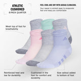 adidas Girl's Athletic Cushioned 6-Pack Quarter Sock-2