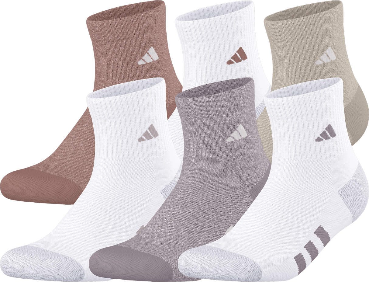 adidas Girl's Athletic Cushioned 6-Pack Quarter Sock-1